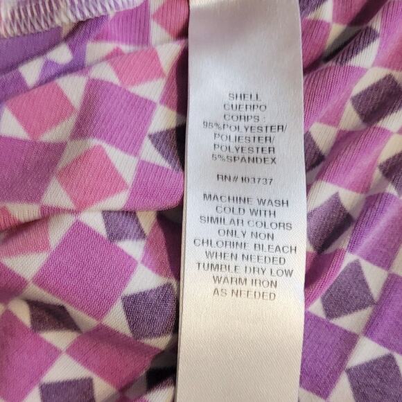 DONNA MORGAN Retro Mod Geometric Shift Dress Sz 8 Pink Purple Stretch Work Party - Picture 7 of 10